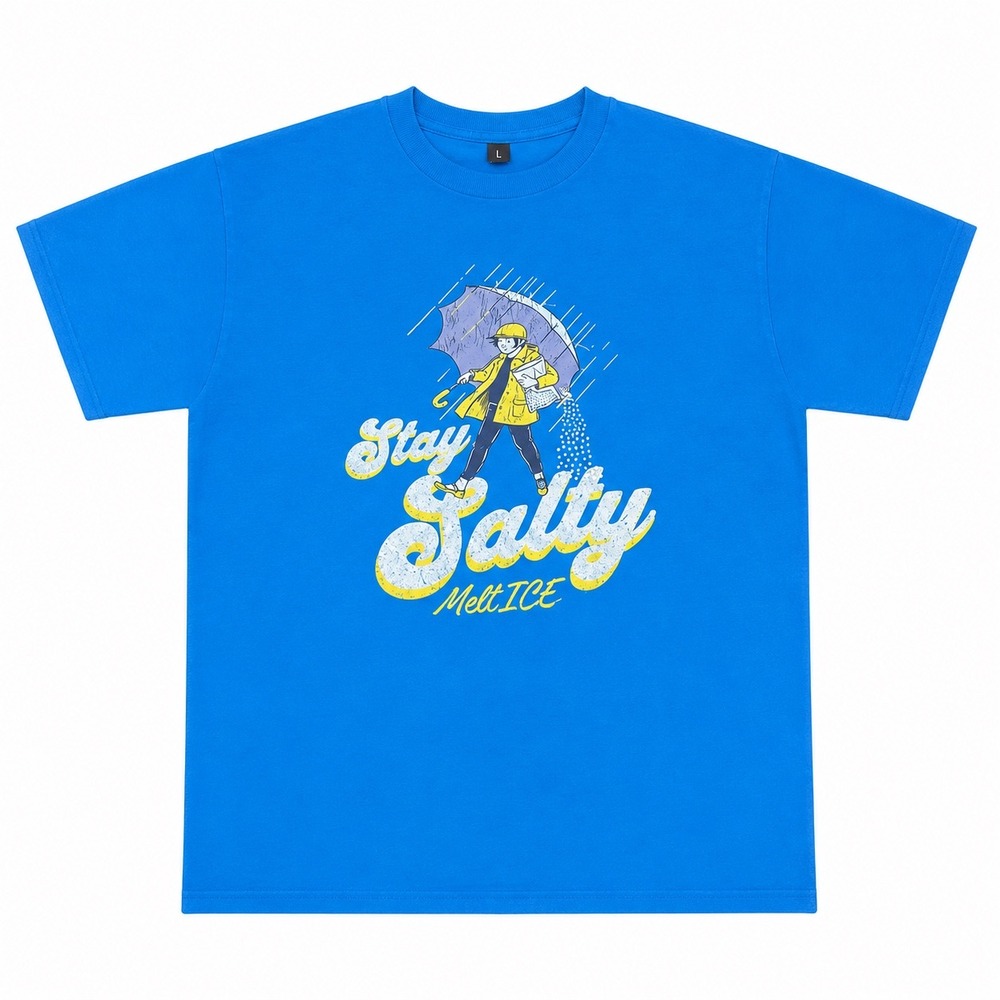 Stay Salty Melt Ice Graphic T-Shirt Blue Short Sleeve Crewneck Mens 2XL
